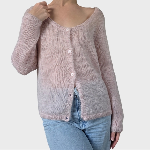 🎀 Light Pink Mohair Blend Cardigan 🎀 - Picture 3 of 6